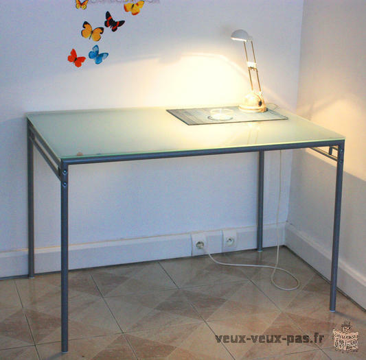 TABLE en VERRE et ACIER *PARFAIT ETAT