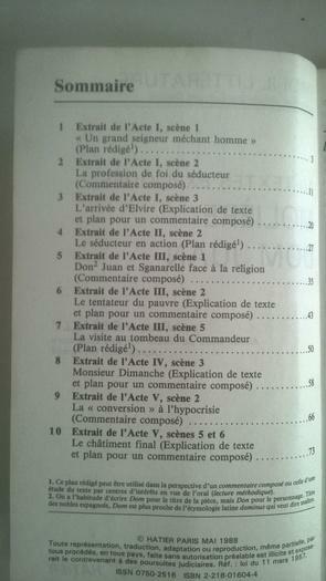 Livre 10 textes expliques MOLIERE