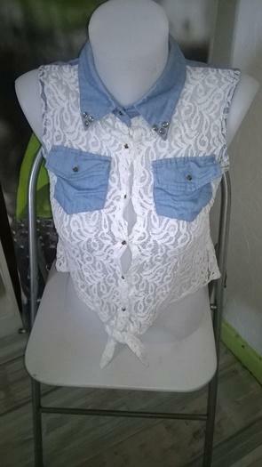 Haut femme transparent Dentelle et jeans