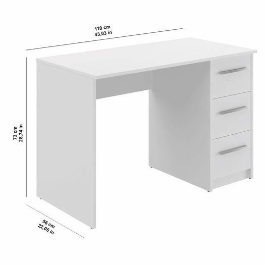 Bureau 3 tiroirs Idro Modern, 56 x 110 x 73,5