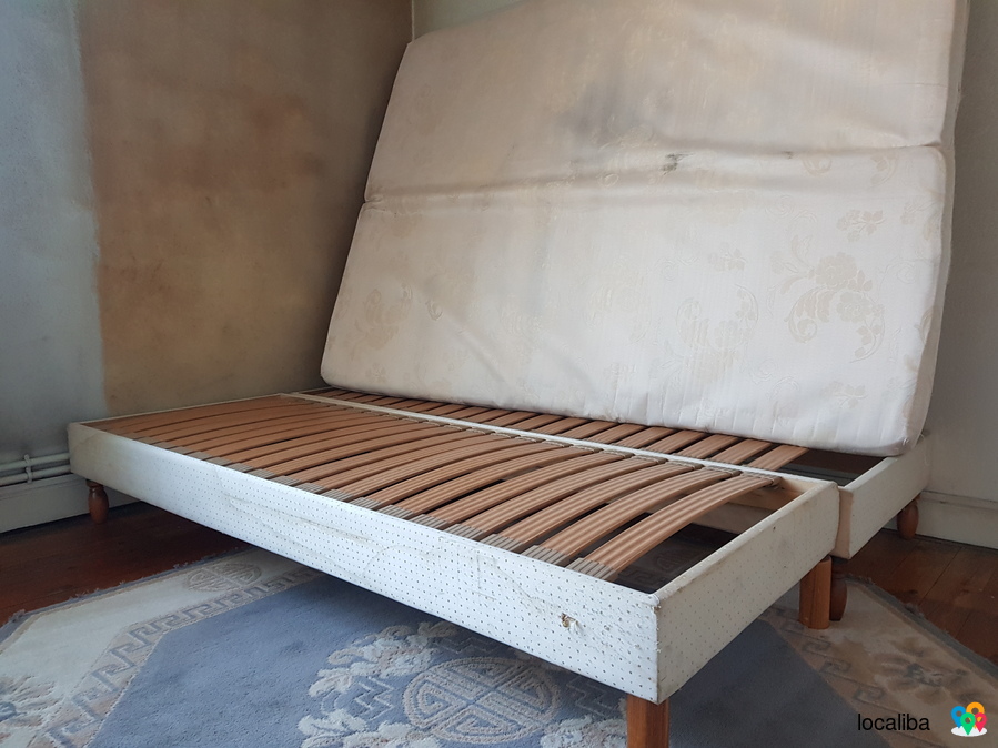 Two person bed (box spring + foam mattress)