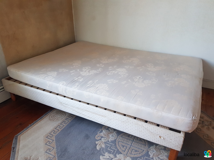 Two person bed (box spring + foam mattress)